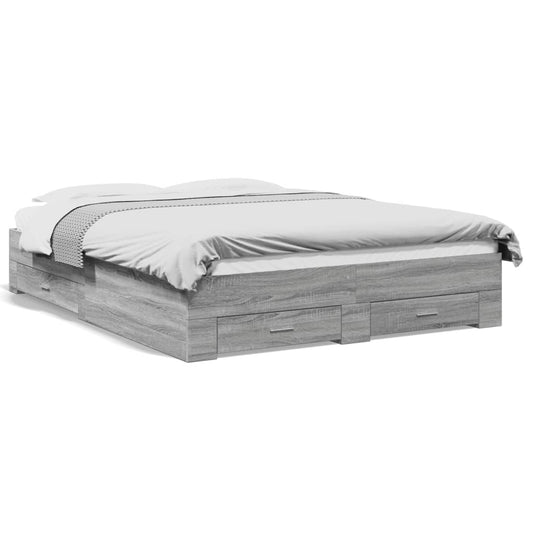 vidaXL Bed Frame | Grey Sonoma | Engineered wood, Plywood | Double | Bed Frame