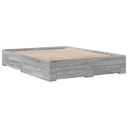 vidaXL Bed Frame with Drawers without Mattress Grey Sonoma 160x200 cm