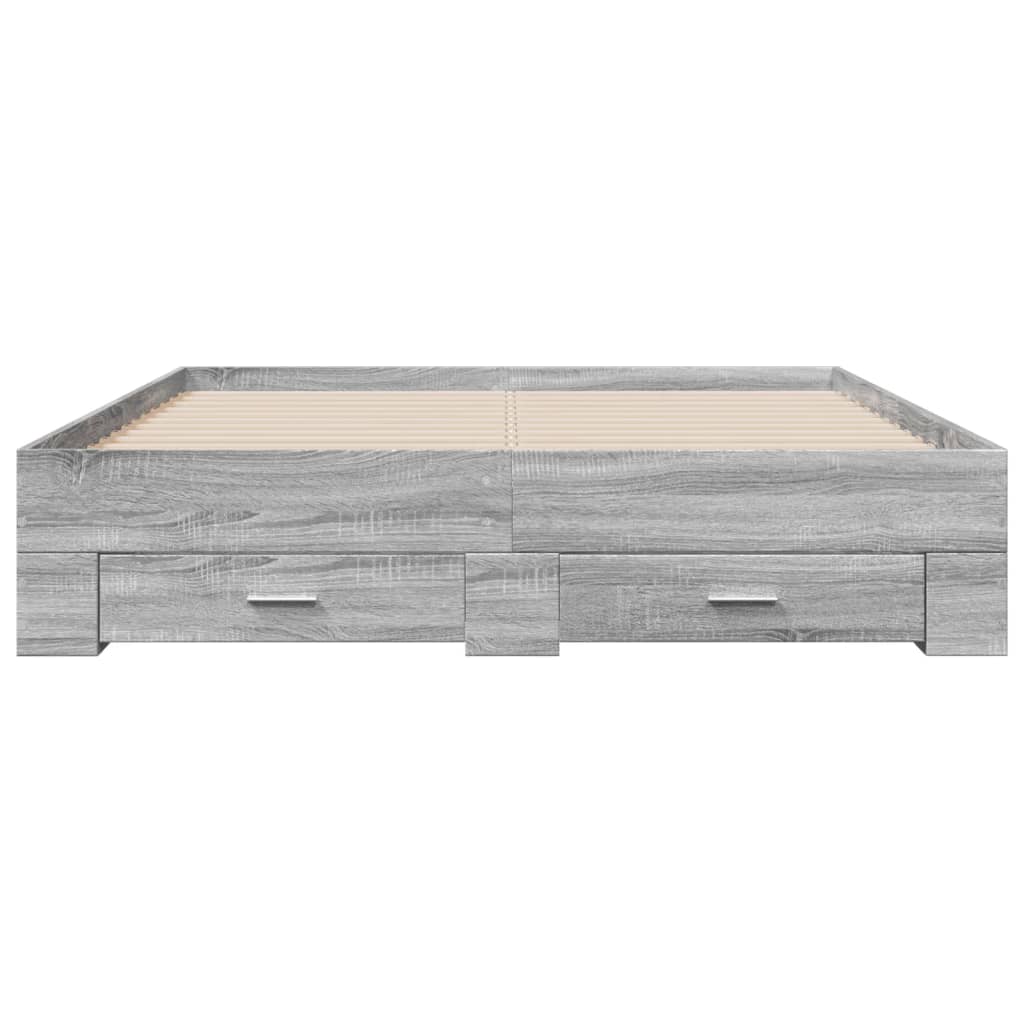 vidaXL Bed Frame with Drawers without Mattress Grey Sonoma 160x200 cm