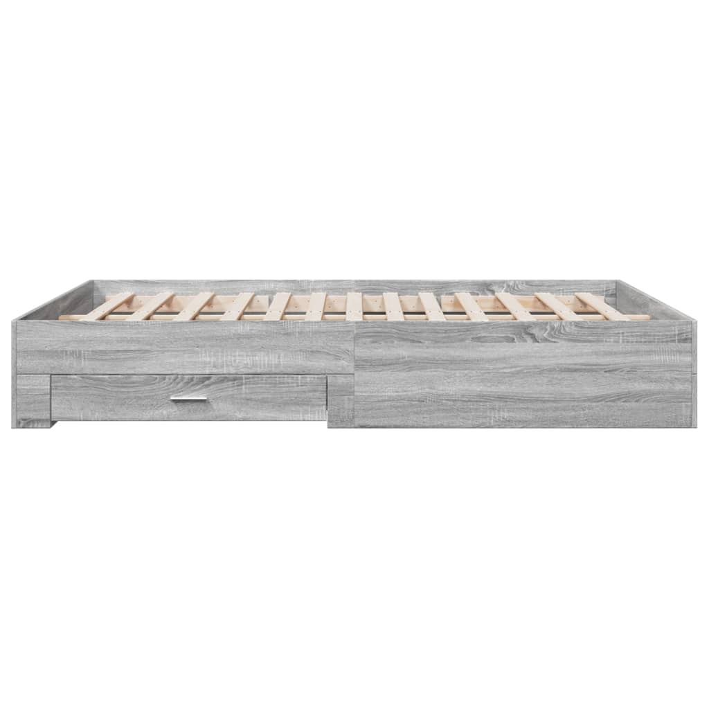 vidaXL Bed Frame with Drawers without Mattress Grey Sonoma 160x200 cm