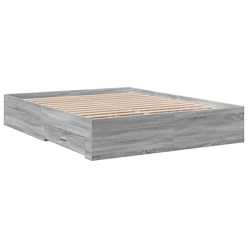 vidaXL Bed Frame with Drawers without Mattress Grey Sonoma 160x200 cm
