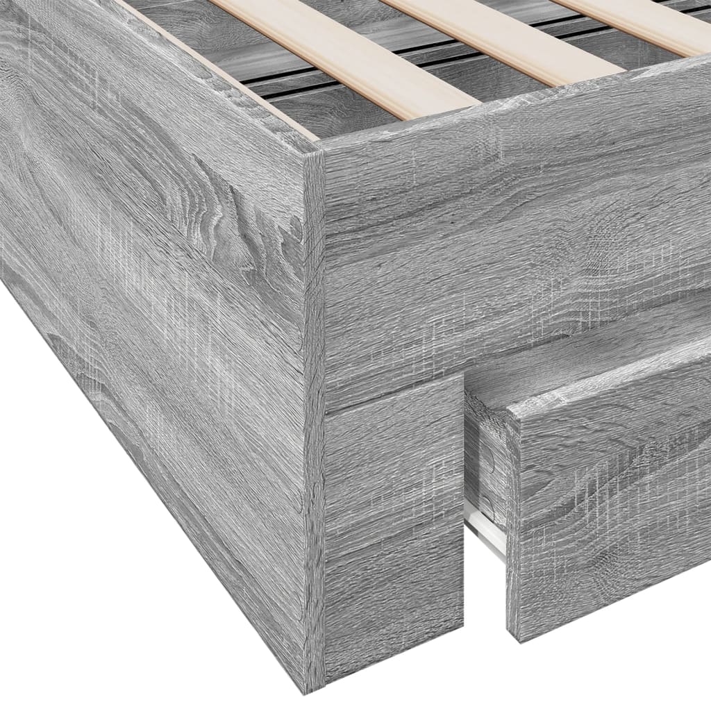 vidaXL Bed Frame with Drawers without Mattress Grey Sonoma 160x200 cm