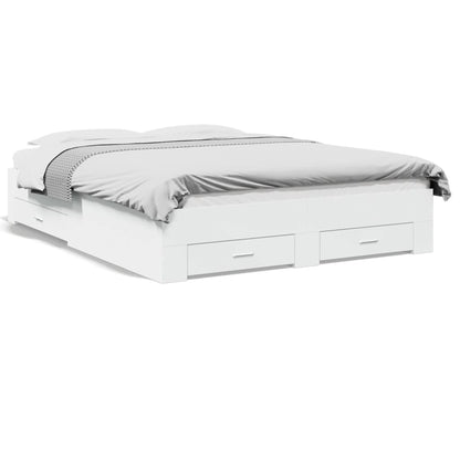 vidaXL Bed Frame | White | Engineered wood and plywood | King Size | Bed Frame
