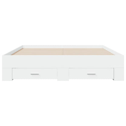 vidaXL Bed Frame | White | Engineered wood and plywood | King Size | Bed Frame