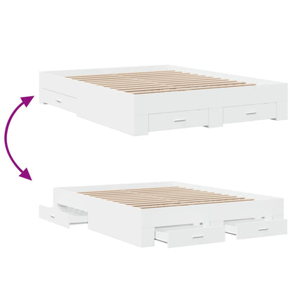 vidaXL Bed Frame | White | Engineered wood and plywood | King Size | Bed Frame