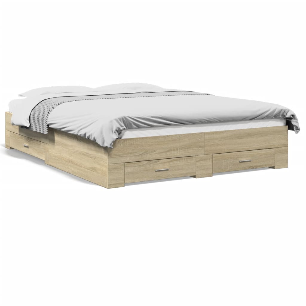vidaXL Bed Frame | Sonoma oak | Engineered wood | King Size | Bed Frame