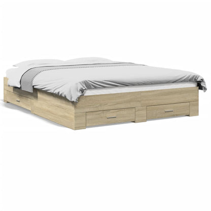 vidaXL Bed Frame | Sonoma oak | Engineered wood | King Size | Bed Frame