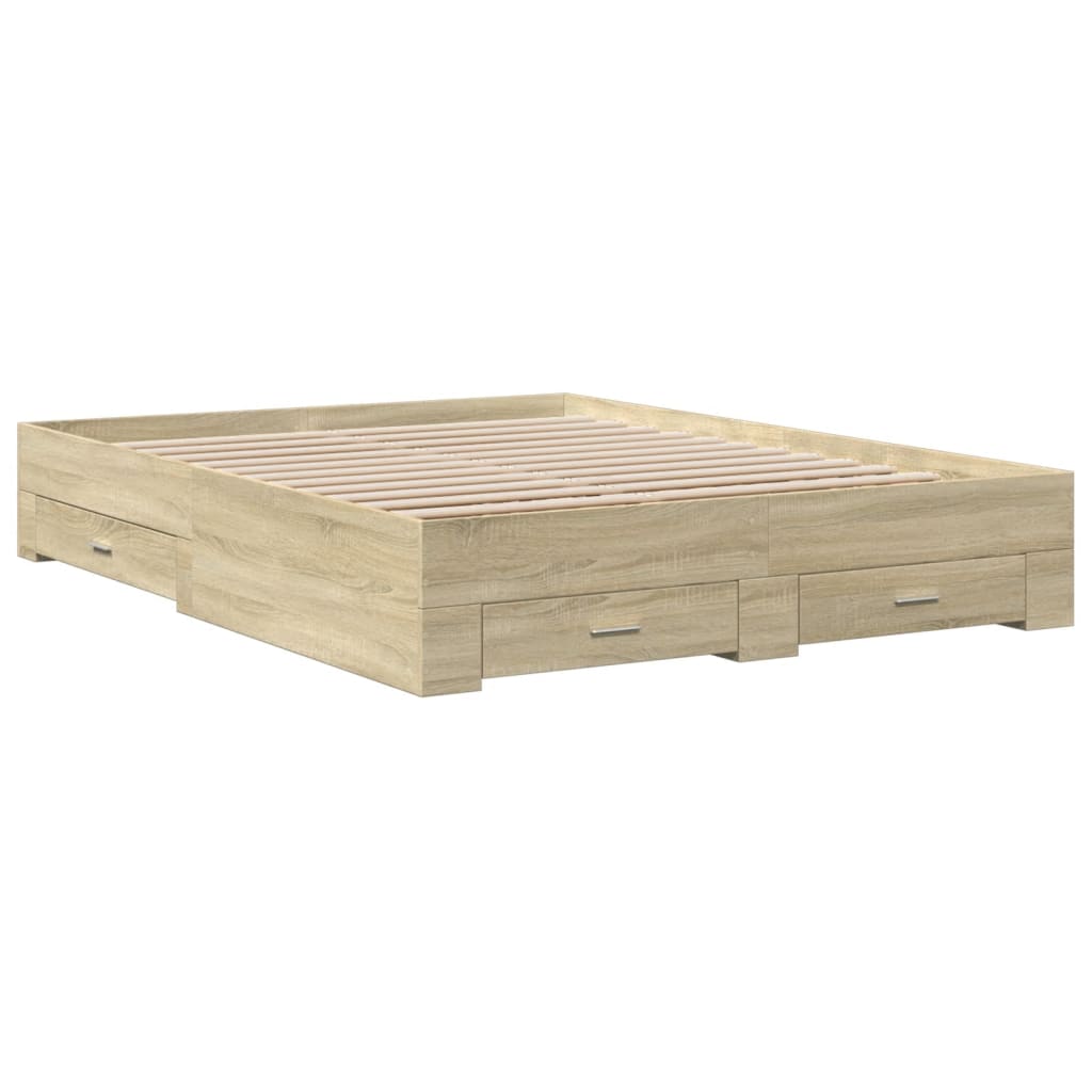 vidaXL Bed Frame | Sonoma oak | Engineered wood | King Size | Bed Frame
