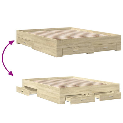 vidaXL Bed Frame | Sonoma oak | Engineered wood | King Size | Bed Frame