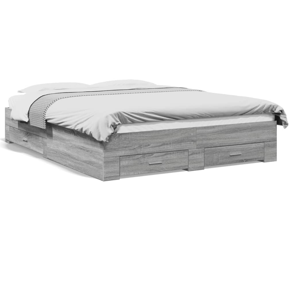 vidaXL Bed Frame | Grey Sonoma | Engineered wood | King | Bed Frame