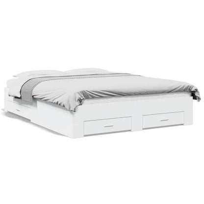 vidaXL Bed Frame | White | Engineered wood, Plywood | Double | Bed Frame