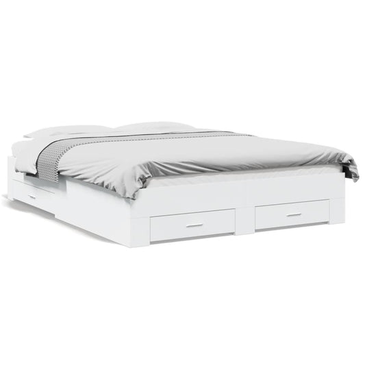 vidaXL Bed Frame | White | Engineered wood, Plywood | Double | Bed Frame