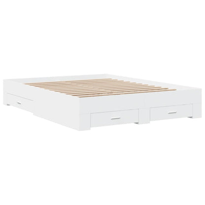 vidaXL Bed Frame | White | Engineered wood, Plywood | Double | Bed Frame