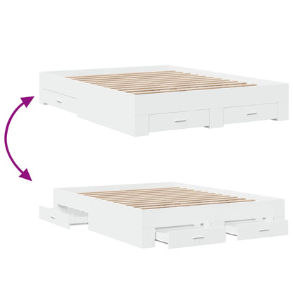 vidaXL Bed Frame | White | Engineered wood, Plywood | Double | Bed Frame