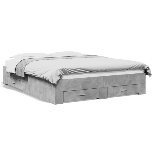 vidaXL Bed Frame | Concrete Grey | Engineered wood | Double | Bed Frame