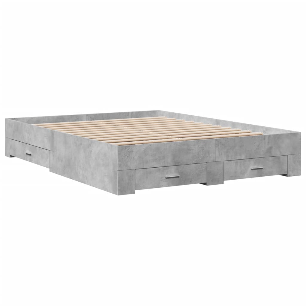 vidaXL Bed Frame | Concrete Grey | Engineered wood | Double | Bed Frame
