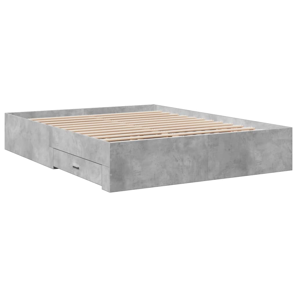 vidaXL Bed Frame | Concrete Grey | Engineered wood | Double | Bed Frame
