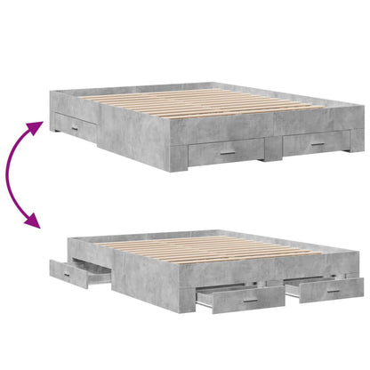 vidaXL Bed Frame | Concrete Grey | Engineered wood | Double | Bed Frame