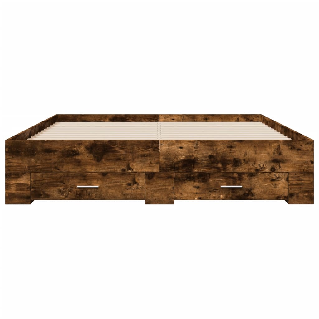 vidaXL Bed Frame with Drawers without Mattress Smoked Oak 140x200 cm