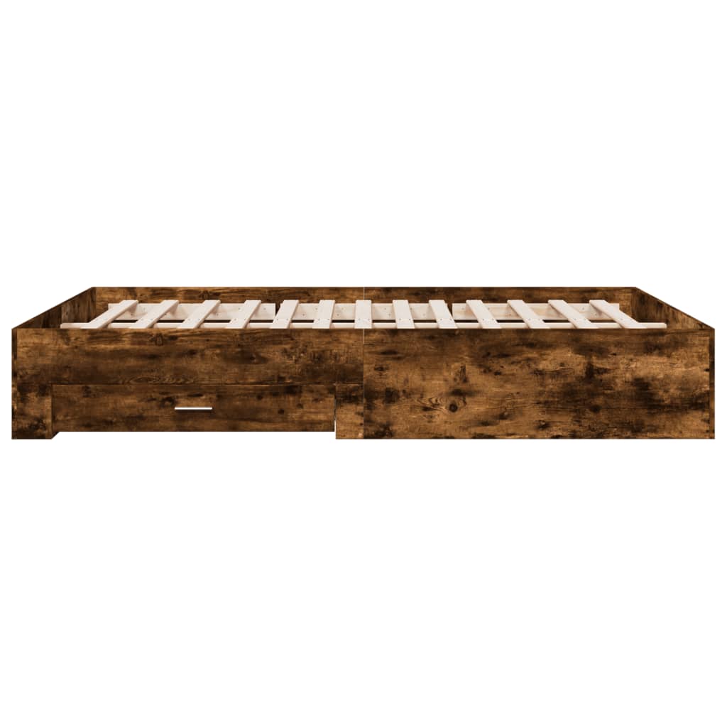 vidaXL Bed Frame with Drawers without Mattress Smoked Oak 140x200 cm