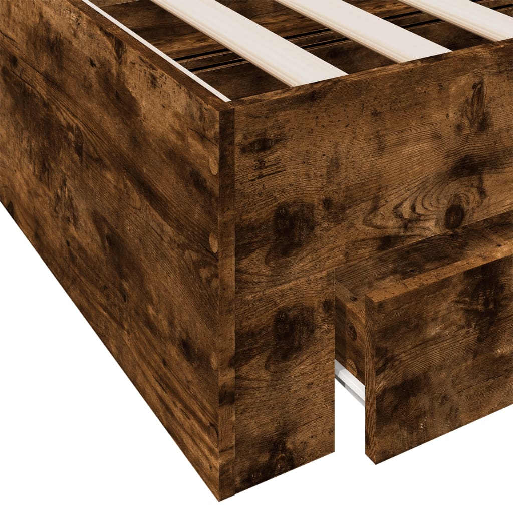 vidaXL Bed Frame with Drawers without Mattress Smoked Oak 140x200 cm