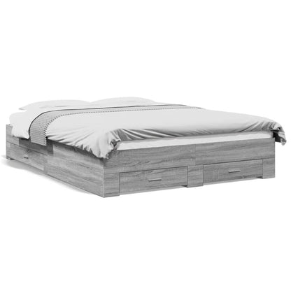 vidaXL Bed Frame with Drawers without Mattress Grey Sonoma 140x200 cm