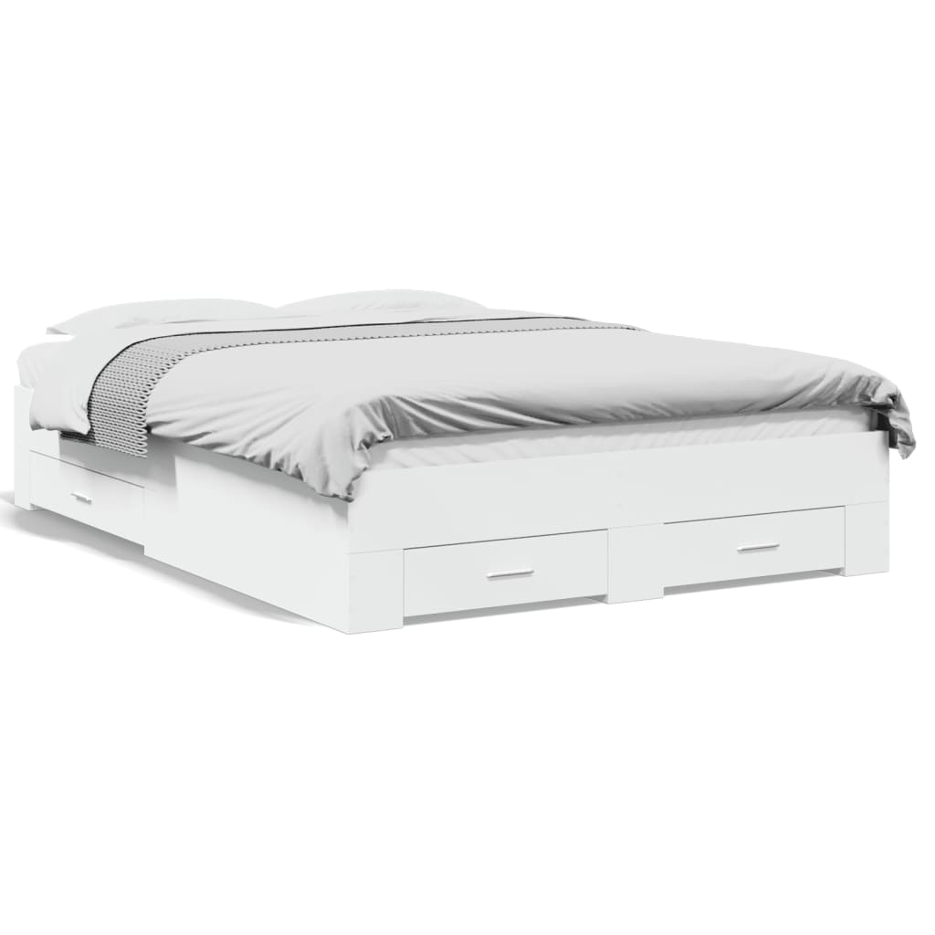 vidaXL Bed Frame | White | Engineered wood, Plywood | Double | Bed Frame