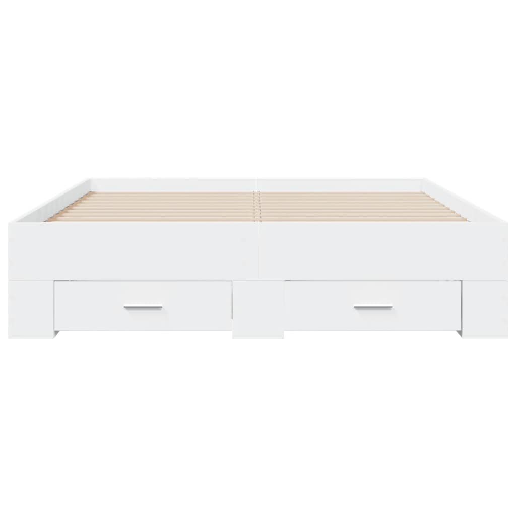 vidaXL Bed Frame | White | Engineered wood, Plywood | Double | Bed Frame