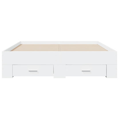 vidaXL Bed Frame | White | Engineered wood, Plywood | Double | Bed Frame