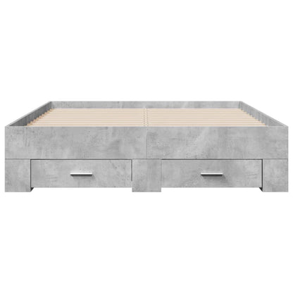 vidaXL Bed Frame | Concrete Grey | Engineered Wood, Plywood | Double | Bed Frame