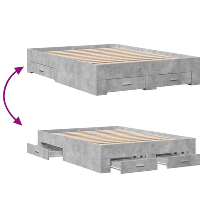 vidaXL Bed Frame | Concrete Grey | Engineered Wood, Plywood | Double | Bed Frame