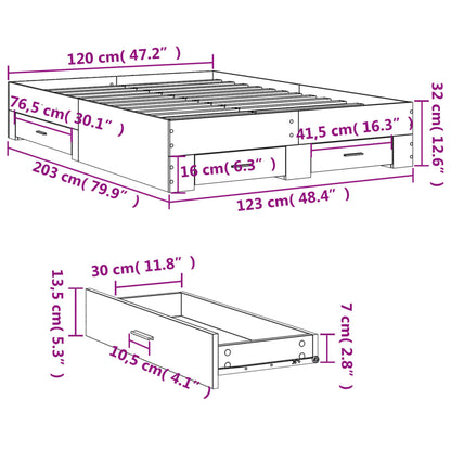 vidaXL Bed Frame | Concrete Grey | Engineered Wood, Plywood | Double | Bed Frame