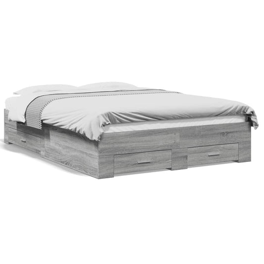 vidaXL Bed Frame | Grey Sonoma | Engineered wood, Plywood | Double | Bed Frame