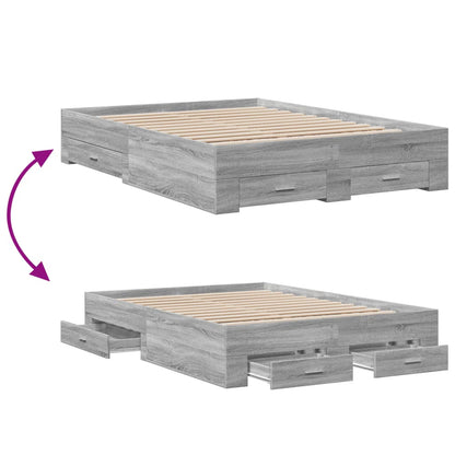 vidaXL Bed Frame | Grey Sonoma | Engineered wood, Plywood | Double | Bed Frame