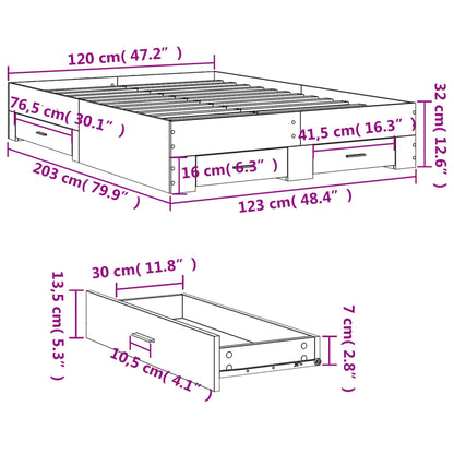vidaXL Bed Frame | Grey Sonoma | Engineered wood, Plywood | Double | Bed Frame