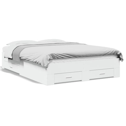 vidaXL Bed Frame | White | Engineered wood, Plywood | Double | Bed Frame