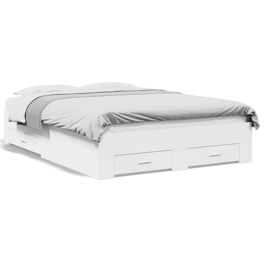 vidaXL Bed Frame | White | Engineered wood, Plywood | Double | Bed Frame