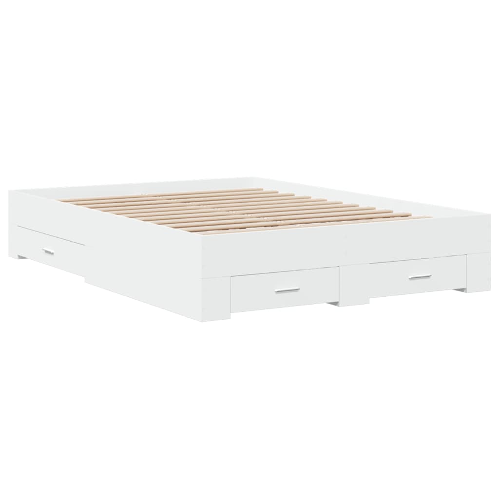 vidaXL Bed Frame | White | Engineered wood, Plywood | Double | Bed Frame