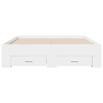 vidaXL Bed Frame | White | Engineered wood, Plywood | Double | Bed Frame