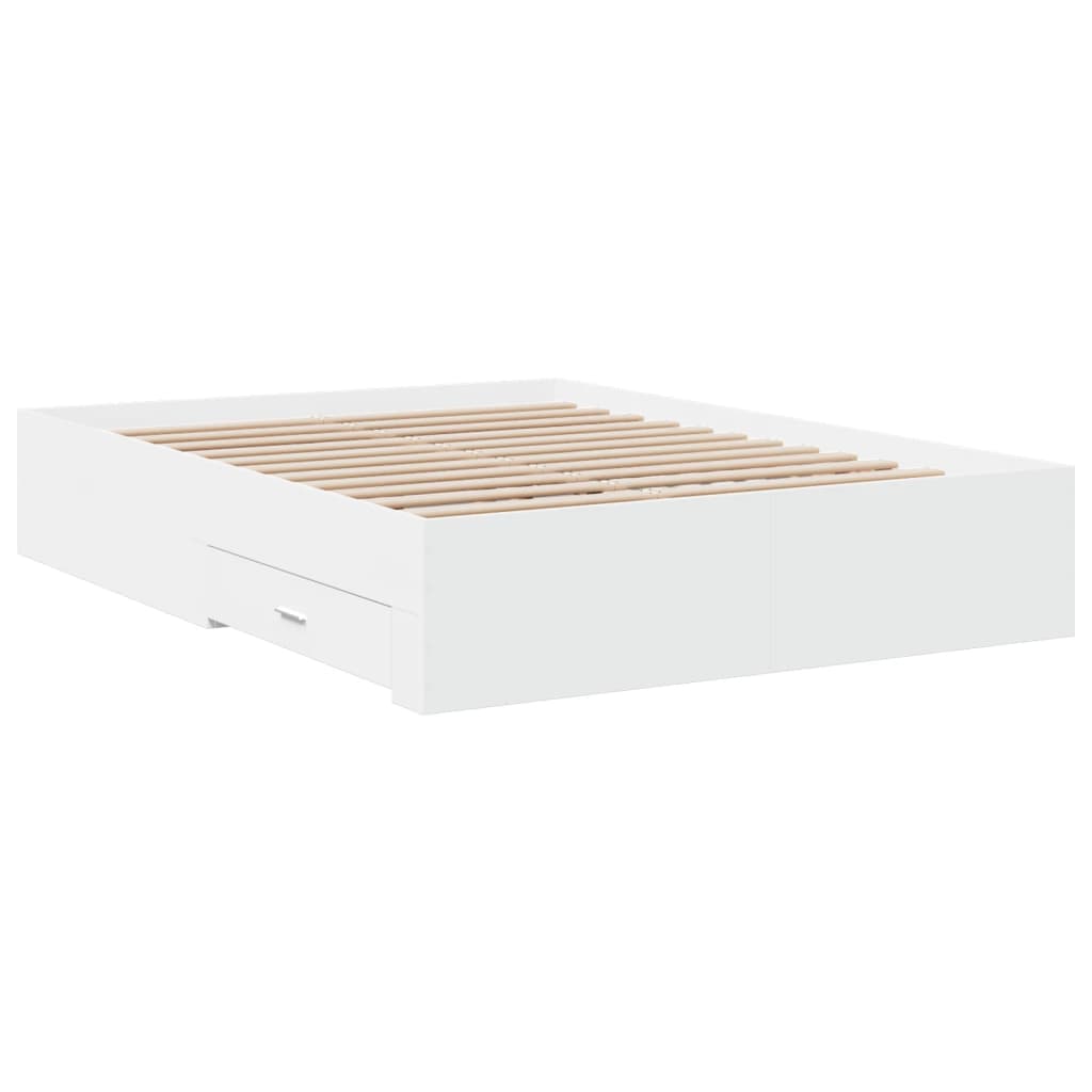 vidaXL Bed Frame | White | Engineered wood, Plywood | Double | Bed Frame