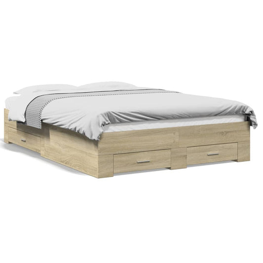 vidaXL Bed Frame | Sonoma oak | Engineered wood | Double | Bed Frame