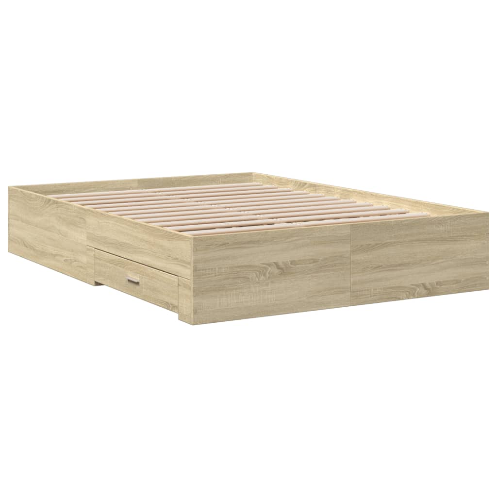vidaXL Bed Frame | Sonoma oak | Engineered wood | Double | Bed Frame