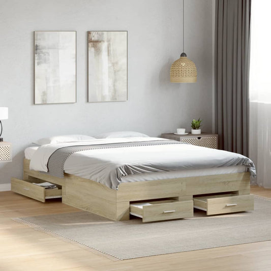 vidaXL Bed Frame | Sonoma oak | Engineered wood | Double | Bed Frame