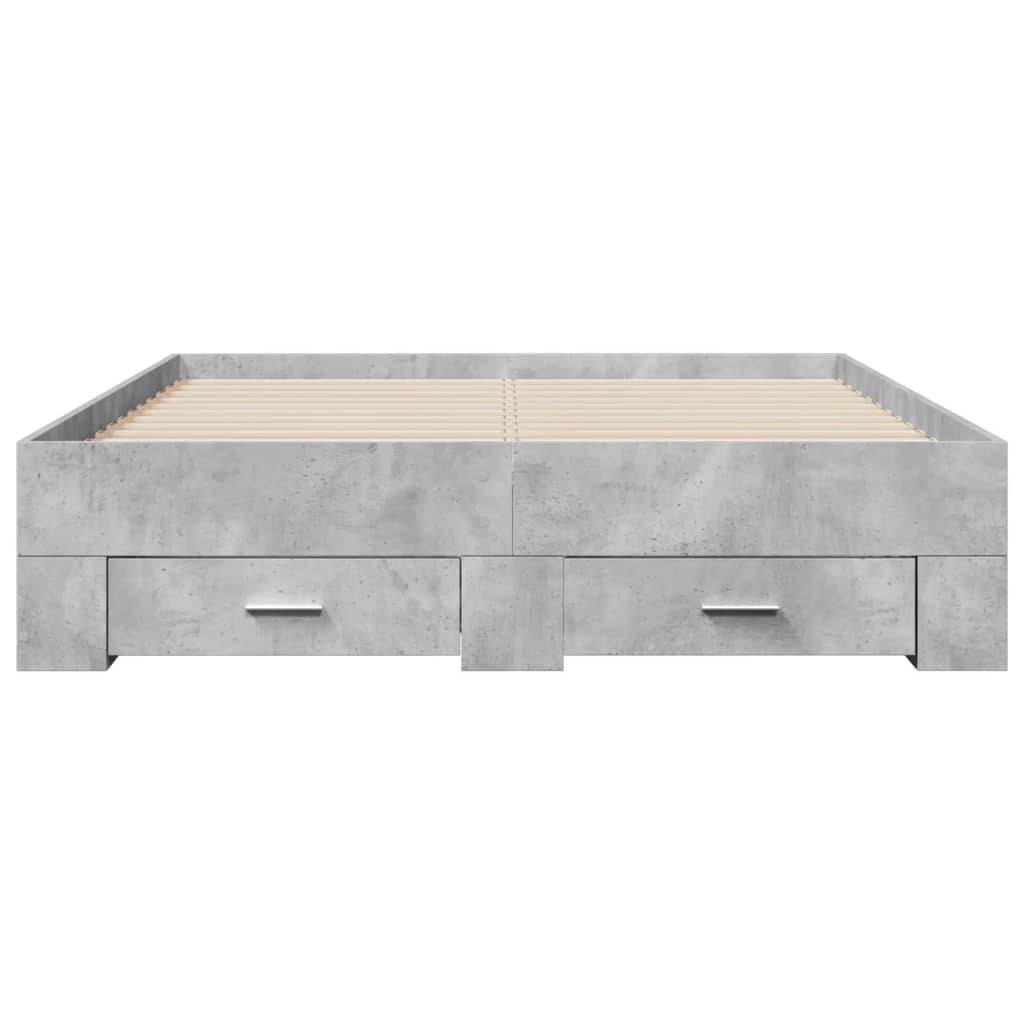 vidaXL Bed Frame with Drawers without Mattress Concrete Grey 140x190 cm
