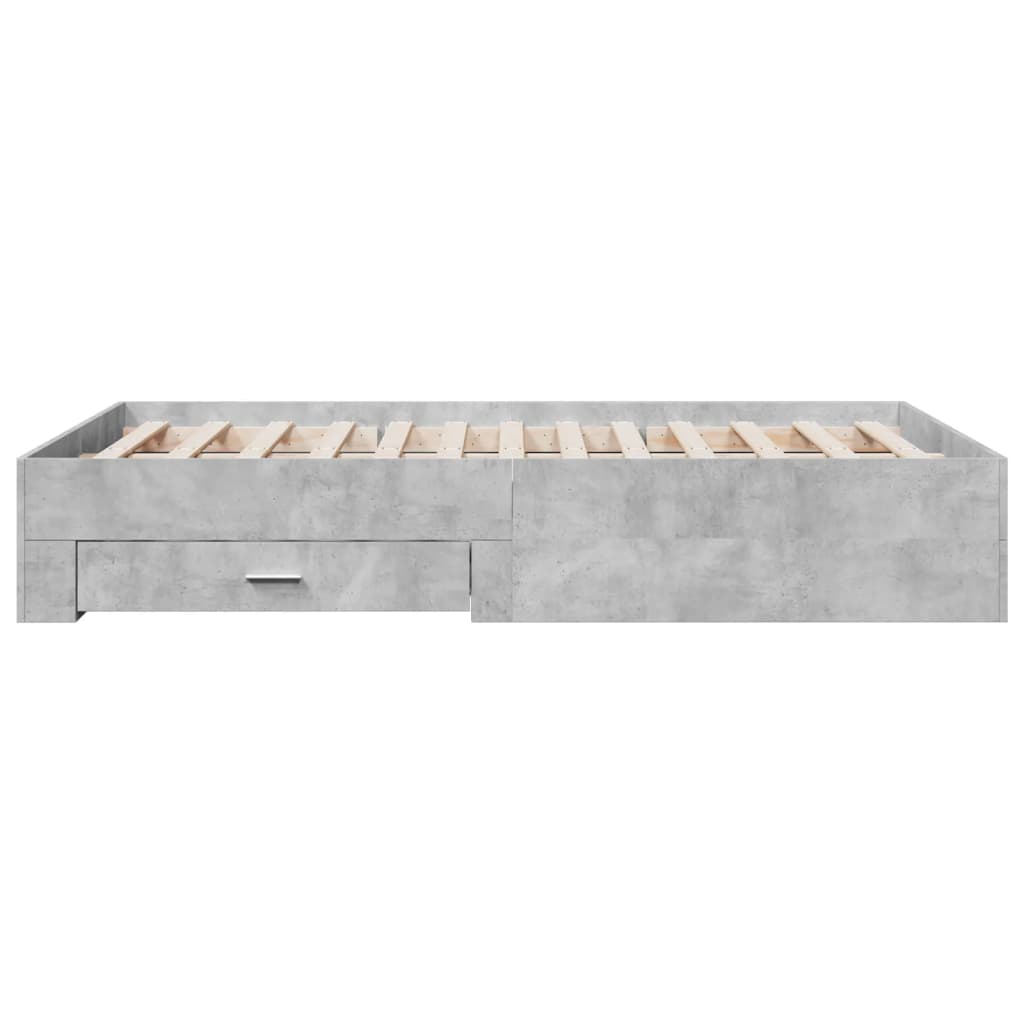 vidaXL Bed Frame with Drawers without Mattress Concrete Grey 140x190 cm