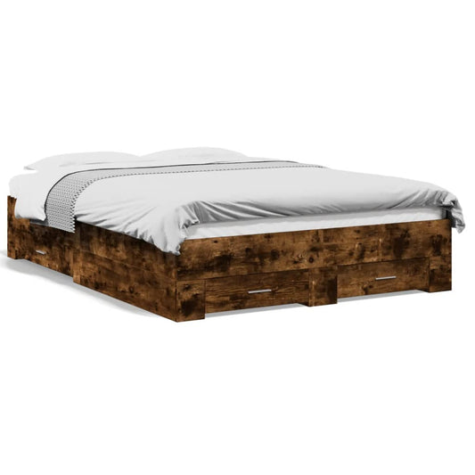 vidaXL Bed Frame | Smoked Oak | Engineered Wood | Double | Bed Frame
