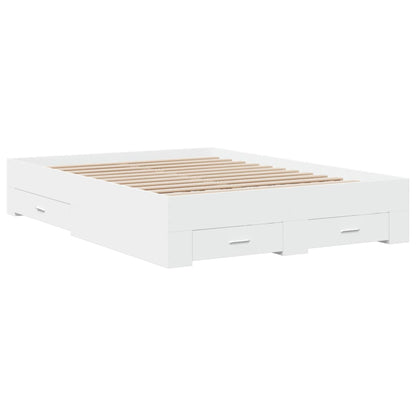 vidaXL Bed Frame | White | Engineered wood, Plywood | 135x190 cm | Bed Frame