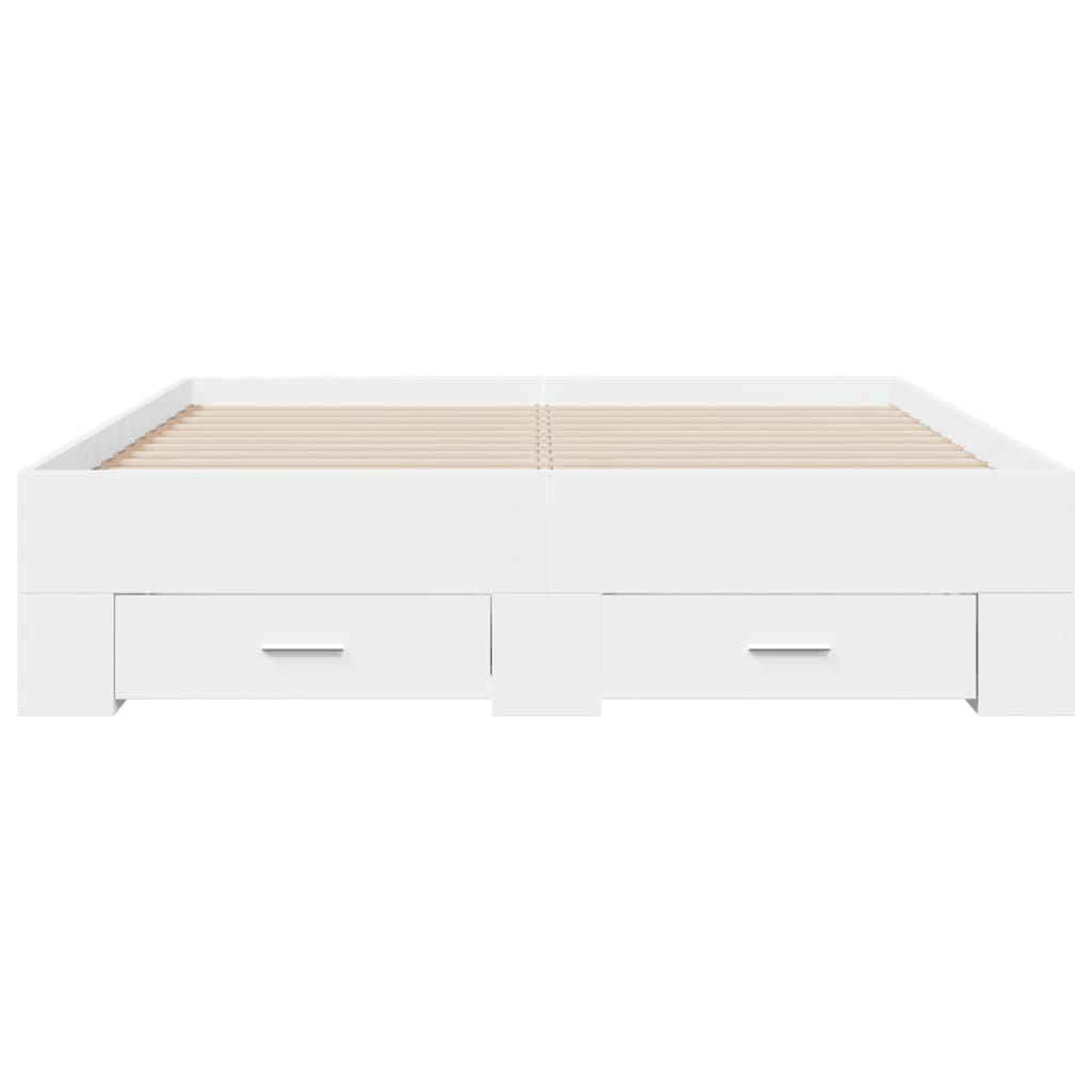 vidaXL Bed Frame | White | Engineered wood, Plywood | 135x190 cm | Bed Frame