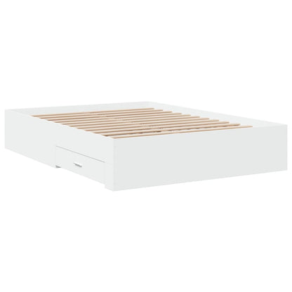 vidaXL Bed Frame | White | Engineered wood, Plywood | 135x190 cm | Bed Frame
