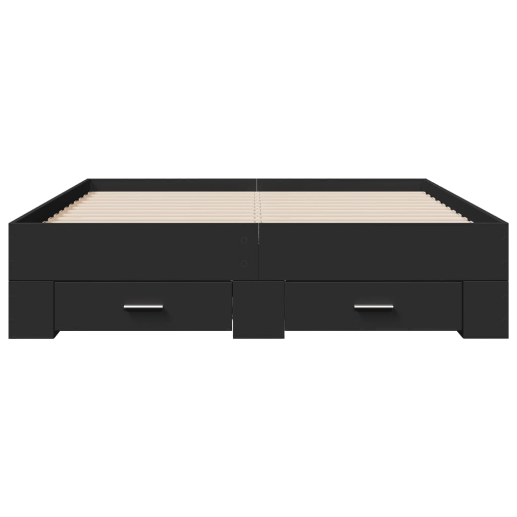 vidaXL Bed Frame | Black | Engineered wood | 135 x 190 cm Double | Bed Frame